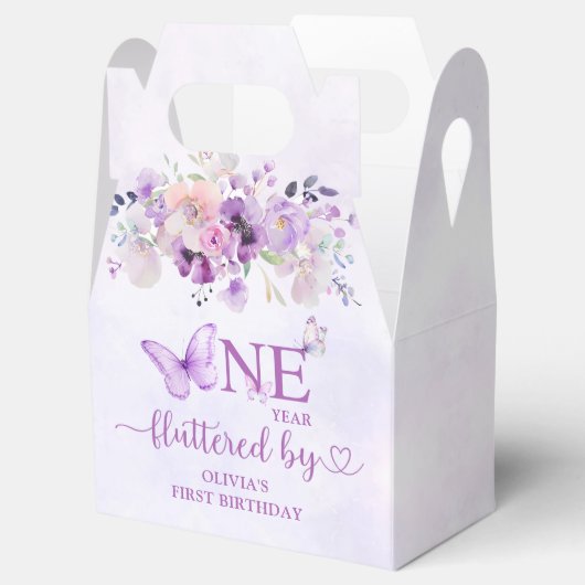 紫エレガント蝶1st誕生日パーティー フェイバーボックス (オープン)