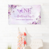 紫エレガント蝶1st誕生日パーティー 横断幕 (インサイチュ)