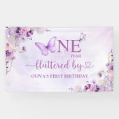 紫エレガント蝶1st誕生日パーティー 横断幕 (横)