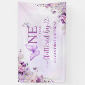 紫エレガント蝶1st誕生日パーティー 横断幕 (縦)