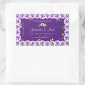 紫エレガント製品ラベルフローラ開花バラ 長方形シール (バッグ)