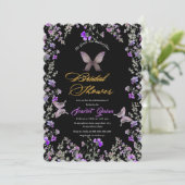 紫エレガント褐色の野花を持つ黒いキャンバス 招待状 (スタンド正面)