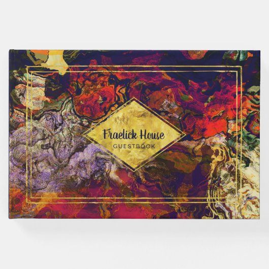 紫エレガント赤抽象芸術と金ゴールドアフェイククセント ゲストブック (正面)