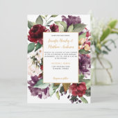 紫エレガント赤金ゴールドフローラ爆発結婚の 招待状 (スタンド正面)