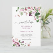 紫エレガント野の花結婚の 招待状 (スタンド正面)