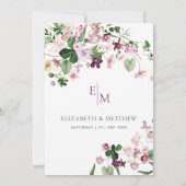 紫エレガント野の花結婚の 招待状 (裏面)