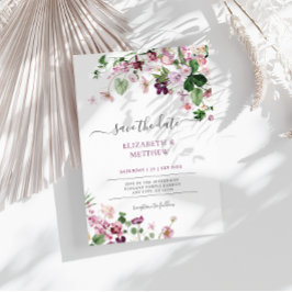 紫エレガント野の花結婚の 招待状