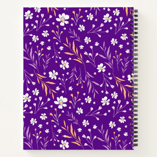 紫エレガント野花の名パーソナライズされた前 ノートブック (裏面)