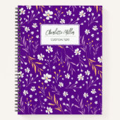 紫エレガント野花の名パーソナライズされた前 ノートブック (正面)