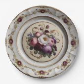 紫エレガント野花フローラセ結婚ラミック ペーパープレート (正面)