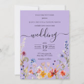 紫エレガント野花結婚式招待状 招待状 (正面)