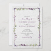 紫エレガント野草水色結婚の 招待状 (正面)