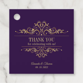 紫エレガント金の結婚枠 フェイバータグ