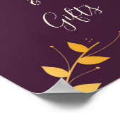 紫エレガント金の葉製カード&ギフト ポスター (角)