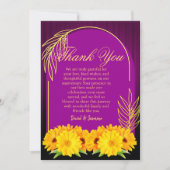 紫エレガント金ゴールドひま結婚わり記念日 サンキューカード (正面)