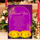 紫エレガント金ゴールドひま結婚わり記念日 サンキューカード