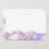 紫エレガント金ゴールドインク文房具ノートカード ノートカード (正面/裏面)