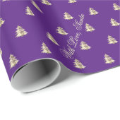 紫エレガント金ゴールドクリスマスツリーパターン ラッピングペーパー (ロールコーナー)