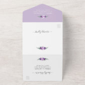 紫エレガント金ゴールドフローラ結婚葉のアーチ オールインワン招待状 (外側)