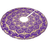 紫エレガント金ゴールド曼荼羅クリスマス ブラッシュドポリエステルツリースカート (アングル)