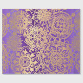 紫エレガント金ゴールド曼荼羅模様 ラッピングペーパー (フラット)