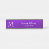 紫エレガント金フェイク属学生モノグラム デスクネームプレート (正面)