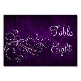 紫エレガント銀の渦巻き テーブルナンバー