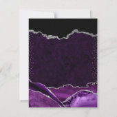 紫エレガント銀グリッターアゲート結婚ト 出欠カード (裏面)