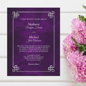 紫エレガント銀フレーム結婚ズ 招待状