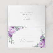 紫エレガント銀フローラ結婚ズ プレイスカード (外部開封)