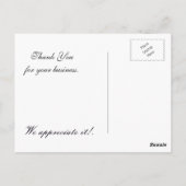 紫エレガント雪のビジネスカサンキューード ポストカード (裏面)