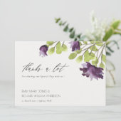 紫エレガント青の水色フローラありがとう サンキューカード (スタンド正面)