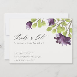 紫エレガント青の水色フローラありがとう サンキューカード