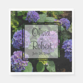 紫エレガント青マゼンダ花模様 スタンダードランチョンナプキン