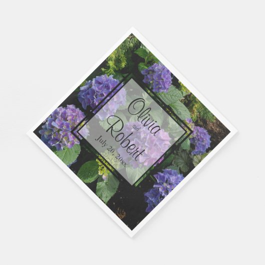 紫エレガント青マゼンダ花模様 スタンダードランチョンナプキン (角)