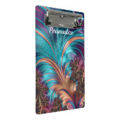 紫エレガント青抽象芸術羽パーソナライズされた ミニクリップボード (アングル)