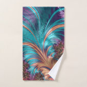 紫エレガント青抽象芸術羽毛模様 バスタオルセット (ハンドタオル)