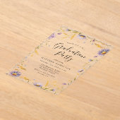 紫エレガント黄フローラ卒業パーティー アクリル招待状 (レイダウン)