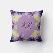 紫エレガント黄フローラ熱帯美しい クッション (裏面)