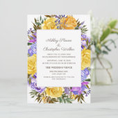紫エレガント黄フローラ結婚ズ 招待状 (スタンド正面)