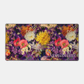 紫エレガント黄花柄 デスクマット (正面)