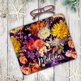 紫エレガント黄花柄 マウスパッド