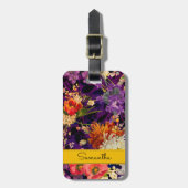 紫エレガント黄花柄 ラゲッジタグ (正面縦)