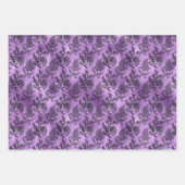 紫エレガント黒フローラ ラッピングペーパーシート (正面3)