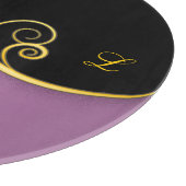 紫エレガント黒切板イニシャル カッティングボード (角)