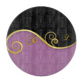 紫エレガント黒切板イニシャル カッティングボード (正面)