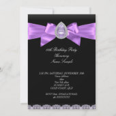紫エレガント黒玉写真誕生日パーティー 招待状 (裏面)