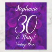 紫エレガント30と気のあるそぶりをした誕生日パーソナライズされた ワインラベル (シングルラベル)