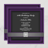 紫エレガント30歳の誕生日パーティー 招待状 (正面/裏面)