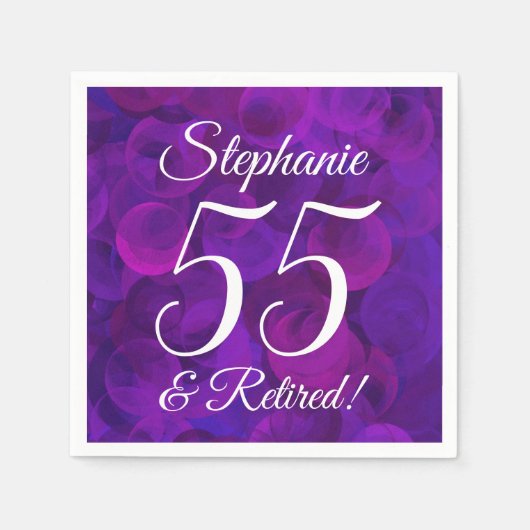 紫エレガント55と除退職した職パーティー スタンダードカクテルナプキン (正面)